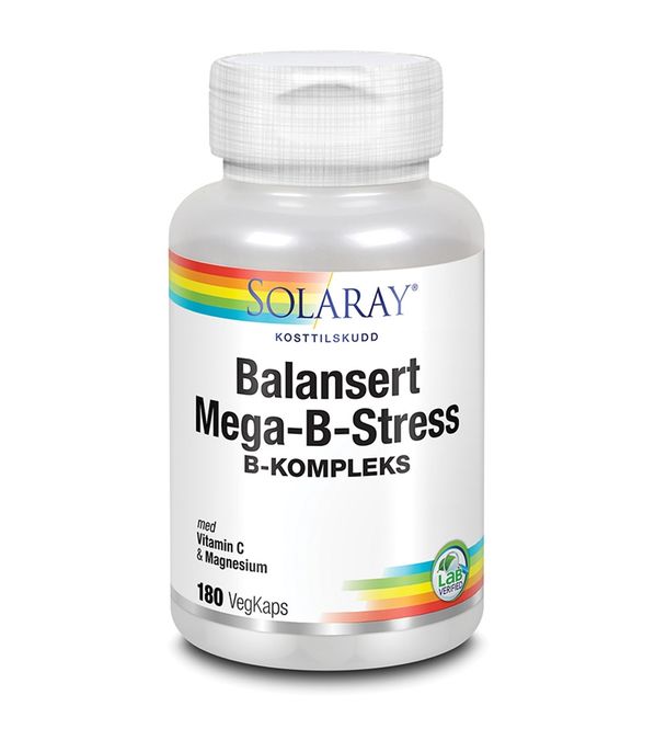 Hovedbilde Solaray Balansert Mega-B-stress 180 kapsler