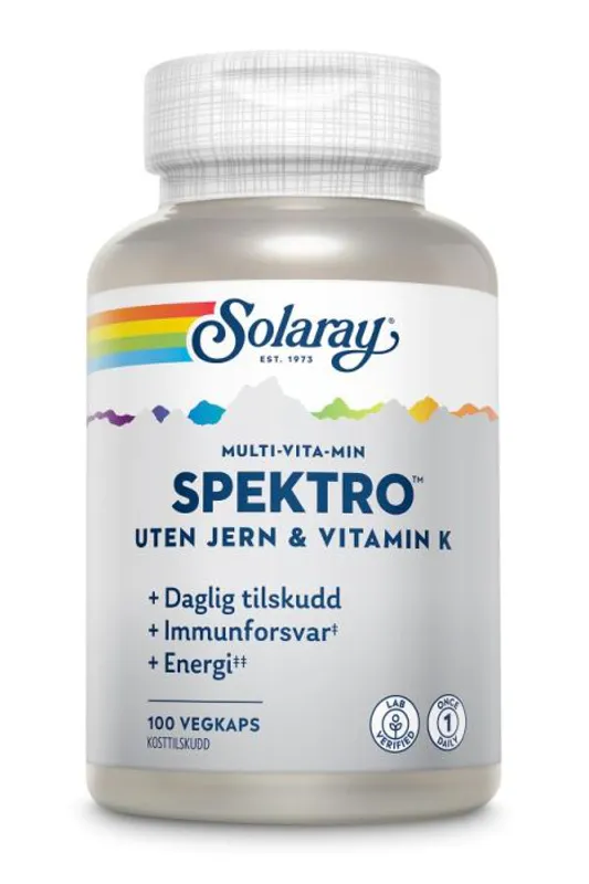 Solaray Spektro Multi-Vita-Min uten jern 100 kapsler