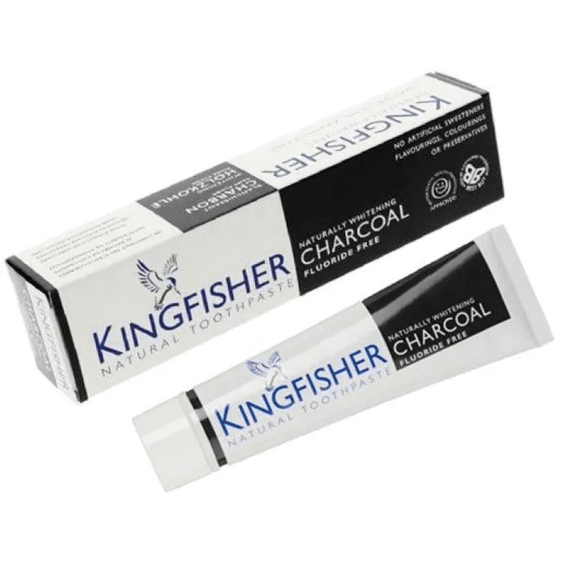Kingfisher Tannkrem Charcoal Mint uten fluor 100 ml